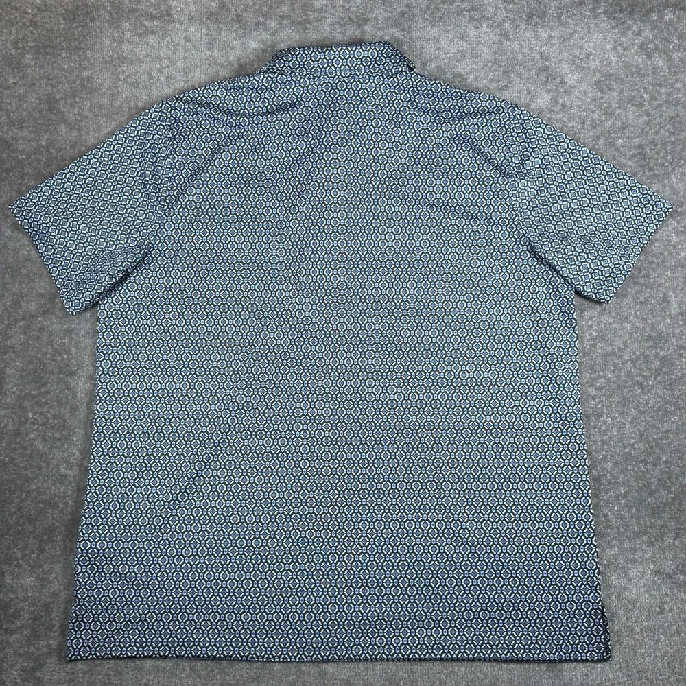 Panhandle Slim Polo Shirt Men's XXL Blue Geometric Short Sleeve Performance Golf